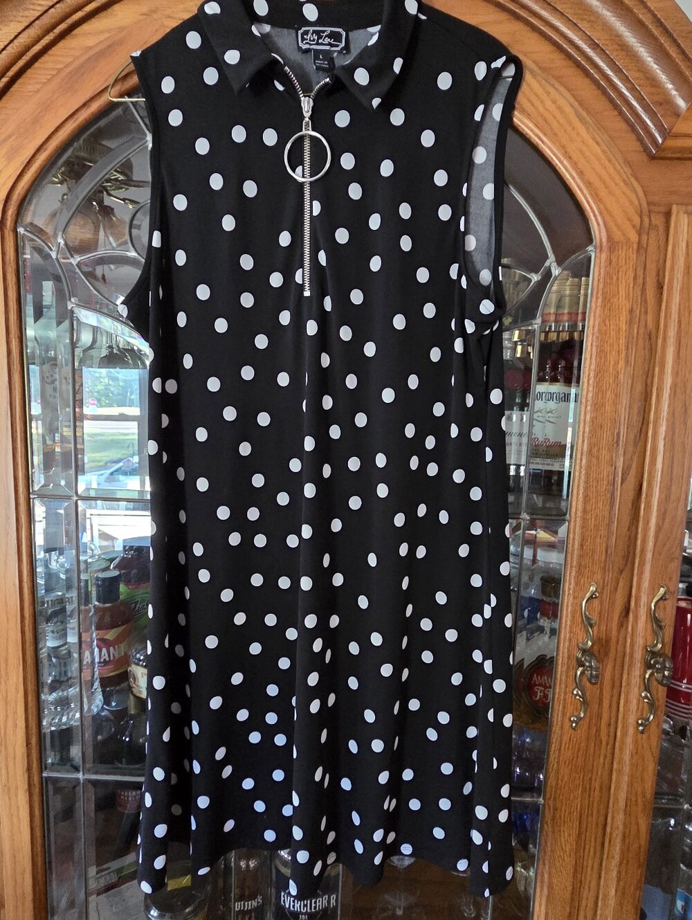 Ivy Lane Polka Dot Sleeveless Dress with Zipper Detail